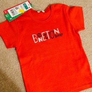 Benetton Baby Crew Neck Coral cotton t shirt NWT